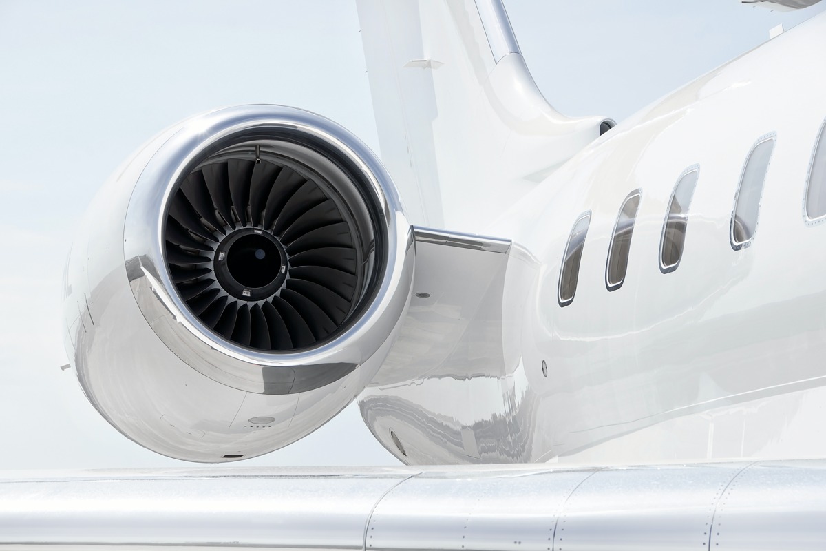 Exterior view of a parked private jet